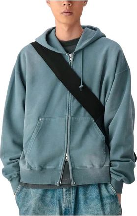 Beams Plus Hoodies & sweatvesten, Heren, Grijs, M, Katoen, Fade Rivet Zip Hoodie