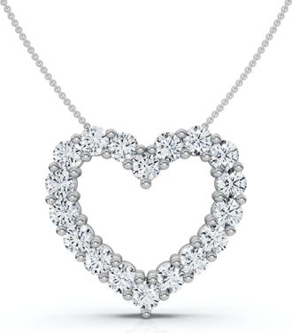 Pompeii3 4Ct Diamond Heart Pendant 14k Gold Lab Grown 1 1/10 Tall 18 Necklace