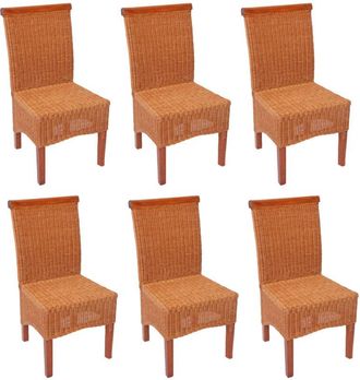 Hhg Hhg - Lote De 6 Sillas De Comedor Silla De Mimbre Silla M42, Rat&aacute;n, Sin Coj&iacute;n De Asiento