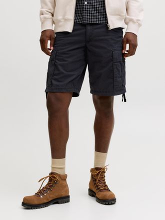 Jack & Jones Cargohose JACK & JONES JPSTCOLE FRANK CARGO SHORT MID SN, Herren, Gr. XXL, N-Gr, schwarz, Web, Obermaterial: 100% Baumwolle, unifarben, Hosen Cargohos