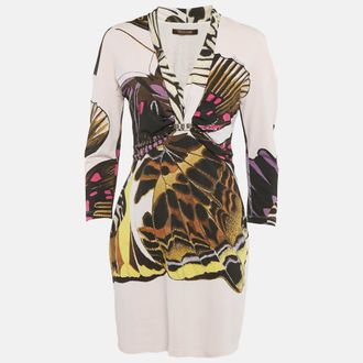 Roberto Cavalli Pink Printed Jersey Sheath Dress