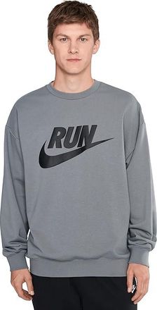 Nike Dri-FIT Running Swoosh Fleece Crew Mens Sweatshirt Smoke Grey/Black : 2XL, Cotton/Polyester