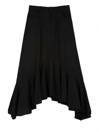 Dixie Womens Frayed Hem Hi Low Ruffle Skirt In Black