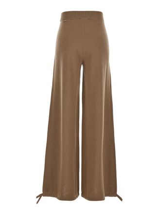Max Mara Womens Brown Wool Pants With Elastic Waist Virgin Trousers