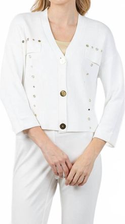Joseph Ribkoff Three-Quarter Sleeves Button Cardigan In Vanilla