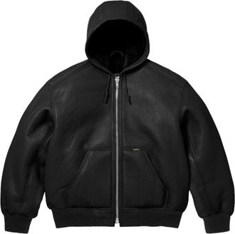 SUPREME FW25 x Schott Shearling Hooded Work Jacket Black SUP-FW25-051-BLK