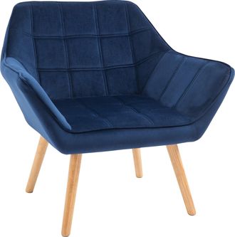 HOMCOM Luxe Velvet-Feel Accent Chair w/ Wide Arms Slanted Back Wood Legs Blue | TJ Hughes