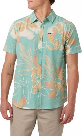 O'Neill UPF Slub Standard Short Sleeve Performance Button-Up Shirt in Green at Nordstrom, Size Xx-Large
