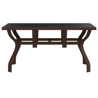 Berkfield Home Garden Table Brown & Black 140x70x70 cm Steel & Glass | Size: 140 x 70 x 70 cm