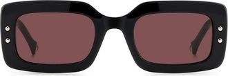 Carolina Herrera Womens Rectangular Acetate Sunglasses HER0187Sn for Women - Black - One Size