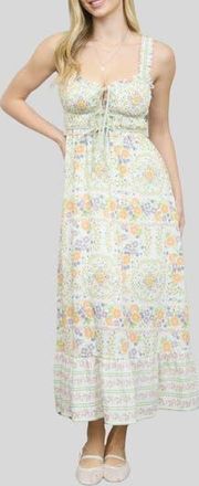 Blu Pepper Floral Midi Dress in Green Multi at Nordstrom Rack, Size Medium