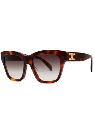 Celine Oversized Square-frame Sunglasses Graduated Lenses, Designer Plaque at Temples, 100% UV Protection - Brown Other