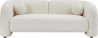 VENTE-UNIQUE.COM Sof&aacute; fijo poli&eacute;ster 2 plazas marfil 198x86cm