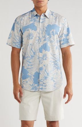 Coastaoro Astor Printed Short Sleeve Shirt in Aster Blue at Nordstrom Rack, Size Xx-Large