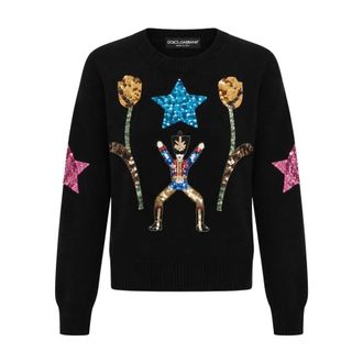 Dolce & Gabbana Crewneck Pullover - Dames - Truien - Zwart - Maat: XS Wol