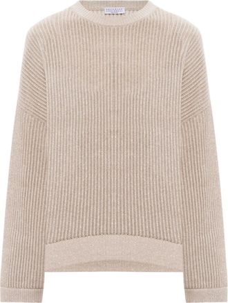 Brunello Cucinelli Beige Knitted Crew Neck Sweater