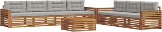 vidaXL Conjunto De Sof&aacute;s De Exterior 8 Uds. Natural Y Gris Claro Vidaxl