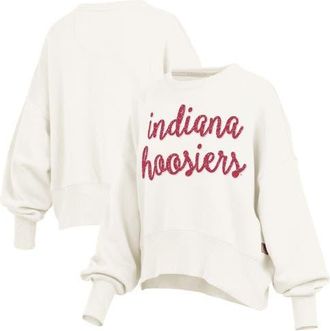 Pressbox Womens Pressbox Cream Indiana Hoosiers Oversized Chelsea Waist Length Pullover Sweatshirt at Nordstrom, Size Xx-Large