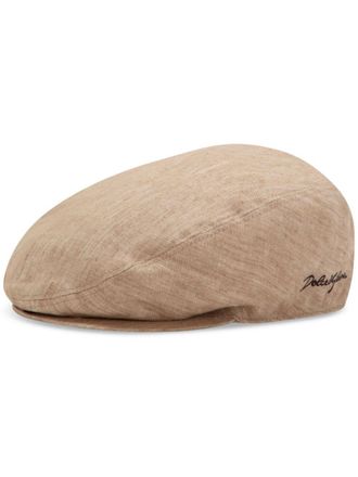 Dolce & Gabbana mélange-effect linen flat cap - men - Linen/Flax/Linen/Flax - 59 - Neutrals