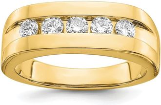 Diamond2Deal 10k Gold Lab Grown Diamond 5-Stone Band Ring 3/4Ct Clarity- VS Color- G-H