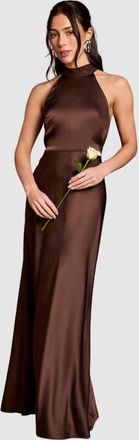 Coast Halter Neck Maxi Dress in Espresso at Nordstrom, Size 10