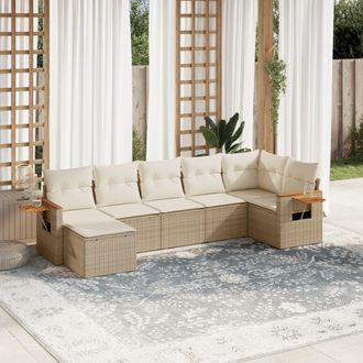 vidaXL Vidaxl - Set Divani Da Giardino 7 Pz Con Cuscini Beige In Polyrattan