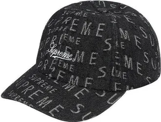 SUPREME Warp Jacquard Logos Denim 6-Panel Black White SUP-SS21-819