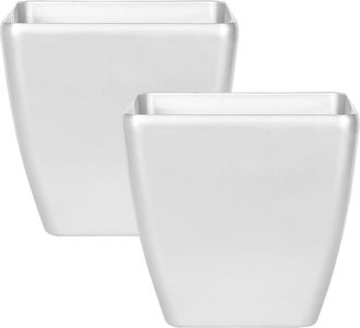 Beliani Conjunto De 2 Macetas Plateadas 42 X 42 Cm Arcilla Fibra Interior Exterior Astras