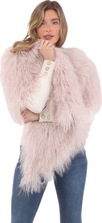 Gorski Select Genuine Shearling Shawl in Pink at Nordstrom