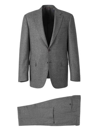 Canali notched-lapel single-breasted suit - men - Wool/Polyester - 54 - Grey