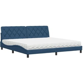 vidaXL Vidaxl - Cama Con Colch&oacute;n Tela Azul 200x200 Cm