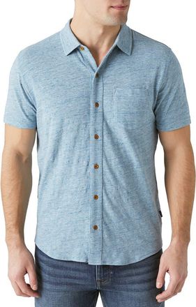Lucky Brand Short Sleeve Button-Up Shirt in Aegean Blue at Nordstrom, Size Large