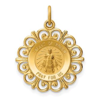 Diamond2Deal 14k Yellow Gold Satin Solid Infant of Prague Medal Scalloped Edge Charm Pendant