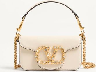 Valentino Garavani Valentino Garavani Loc&ograve; Small Shoulder Bag In Calfskin With Jewel Logo Wo