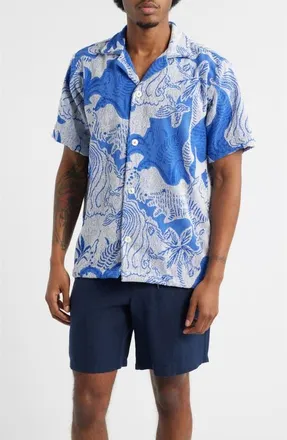 OAS Mystea Camp Shirt in Blue at Nordstrom, Size Xx-Large