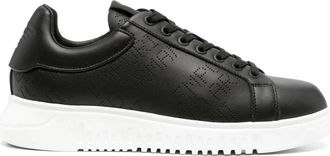 Emporio Armani Gesloten Sneakers - Heren - Sneakers - Zwart - 44 EU - Leer - Schoenen