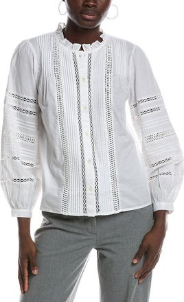 Madewell High Neck Lace Insert Pintuck Top