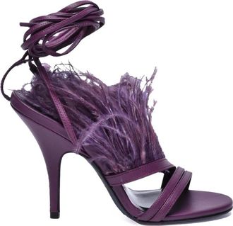 Patrizia Pepe Leren sandaal met hak van 10 cm - Dames - Sandalen met hakken - Paars - 38 EU - Leer - Schoenen