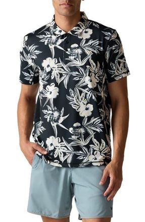 Rvca Sport Vent Polo in Black Floral at Nordstrom, Size Xx-Large