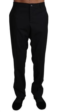Dolce & Gabbana Black Wool Stretch Dress Trousers Mens Pants