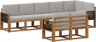 vidaXL Conjunto De Sof&aacute;s De Exterior 8 Uds. Natural Y Gris Claro Vidaxl