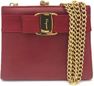 Ferragamo Pre-owned Leren Crossbodytas - Dames - Vintage Schoudertas - Rood - ONE Size - Leer - Vintage