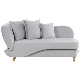 Beliani Chaise Lounge Moderno 2 Plazas Compartimento De Almacenaje Cojines Terciopelo Gris Claro Izquierdo Meri Ii