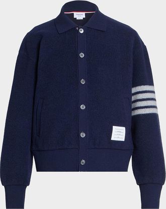 Thom Browne Men & apos;s Wool Fleece Polo Cardigan