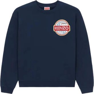 Kenzo logo-patch sweatshirt - women - Cotton - S - Blue