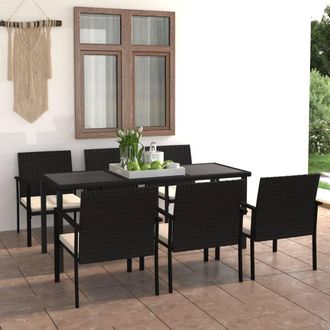 vidaXL 7 Pcs Garden Dining Set Vime Pe Preto