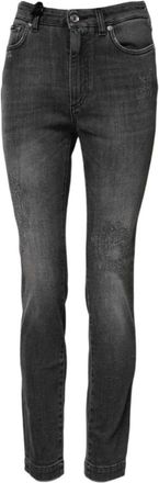 Dolce & Gabbana Donkergrijze High Waist Skinny Jeans - Dames - Skinny Jeans - Grijs - XS - Katoen - Jeans