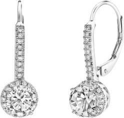 LuvMyJewelry Meadowlark Pave Round Diamond Drop Huggie Hoop Earrings in 14K Gold in 14K White Gold at Nordstrom
