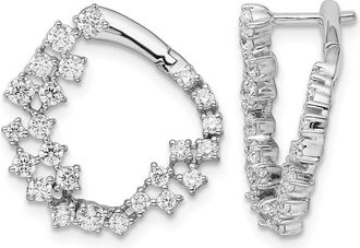 Diamond2Deal 14k White Gold 1 1/2 ct Lab Grown Diamond Fancy Hoop Earrings VS Clarity, D-E Color