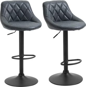 HOMCOM Homcom - Conjunto De 2 Taburetes De Bar Giratorio Con Altura Regulable Sillas Altas Modernas De Comedor Con Base Redonda Y Reposapi&eacute;s 51,5x48x83-104 C